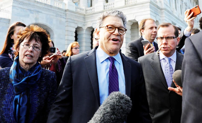 U.S. Senator Al Franken (D-MN) departs the U.S. Capitol with his wife Franni after announcing his resignation over allegations of sexual misconduct on Capitol Hill in Washington, U.S., in this December 7, 2017 photo. (REUTERS)