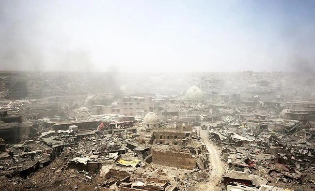 A photo taken on July 9, 2017, shows a general view of the destruction in Mosul's Old City. (AFP)