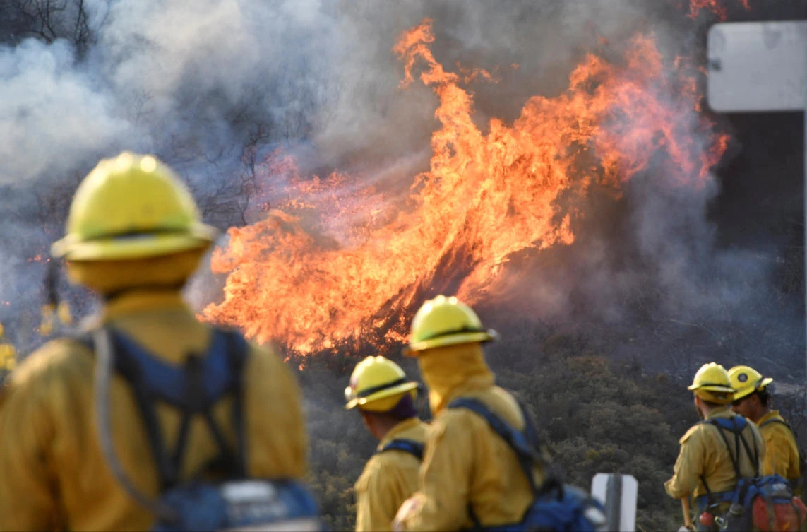 Firefighters attack the Thomas Fire’s north flank with backfires as they continue to fight a massive wildfire north of Los Angeles. (Reuters)