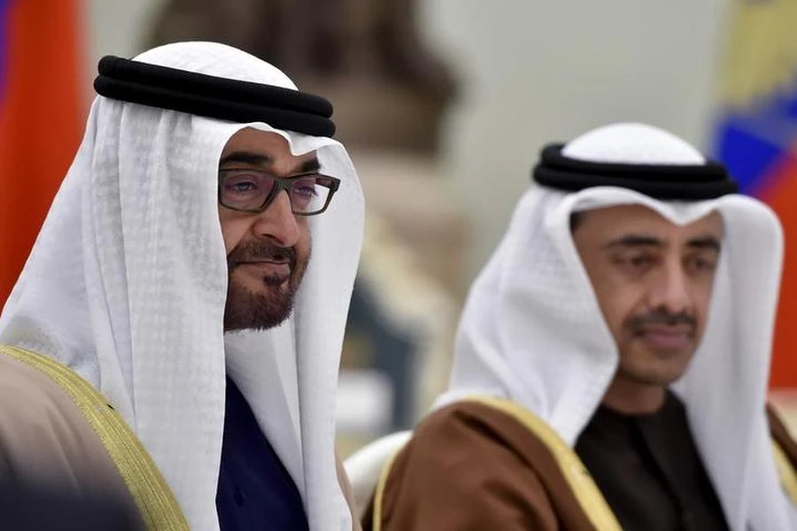 Sheikh Mohammed bin Zayed al-Nahyan (L), Crown Prince of Abu Dhabi and UAE's deputy commander-in-chief of the armed forces attends a meeting with Russian President Vladimir Putin at the Kremlin in Moscow, Russia, March 24, 2016. (REUTERS)