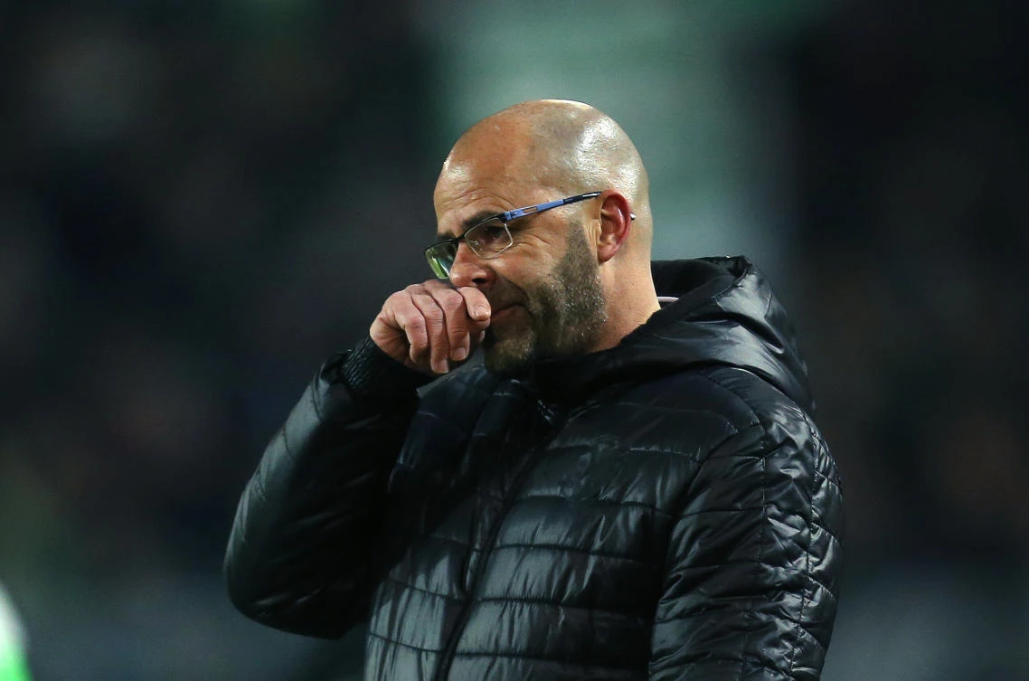 Dortmund’s Dutch head coach Peter Bosz reacts during the German first division Bundesliga football match between Borussia Dortmund vs SV Werder Bremen in Dortmund, western Germany, Dec.9, 2017. (DPA via AFP)