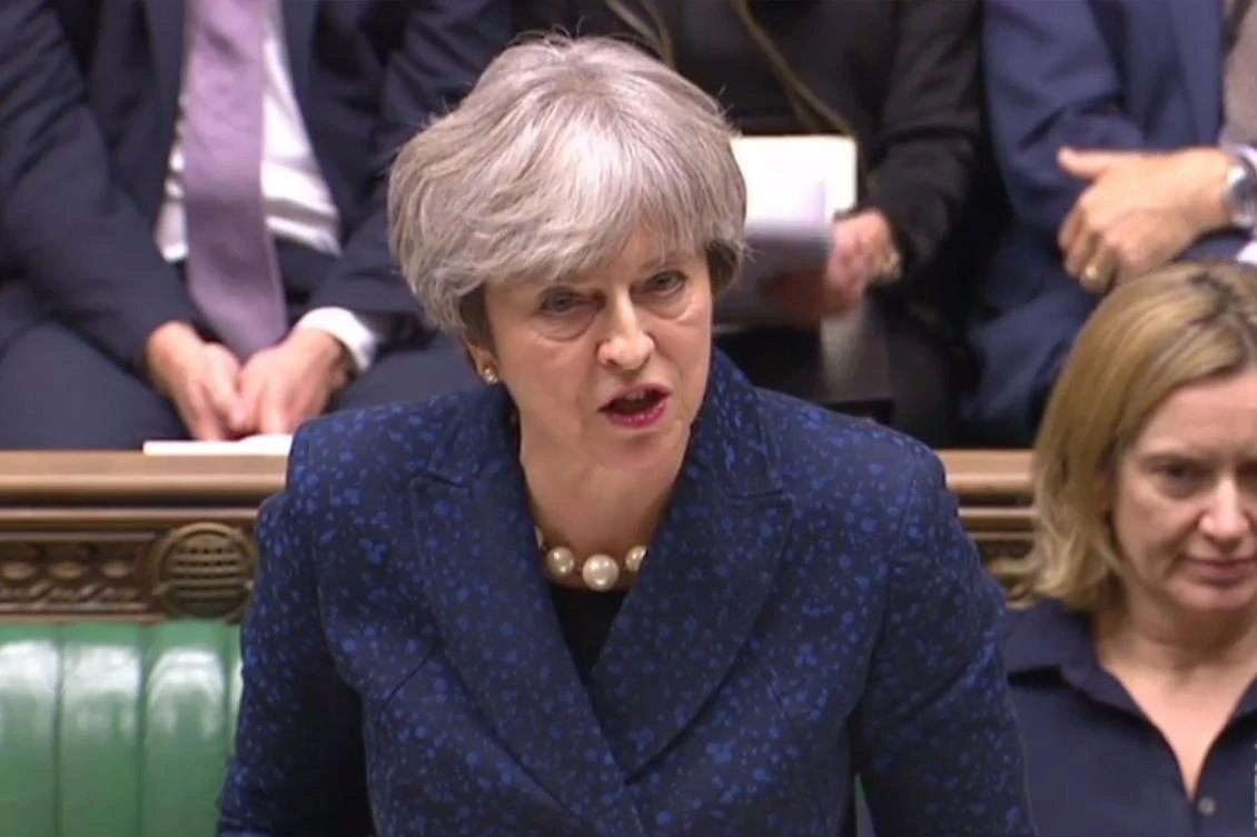 British Prime Minister Theresa May making a statement to lawmakers regarding the Brexit negotiations. (AFP/PRU)