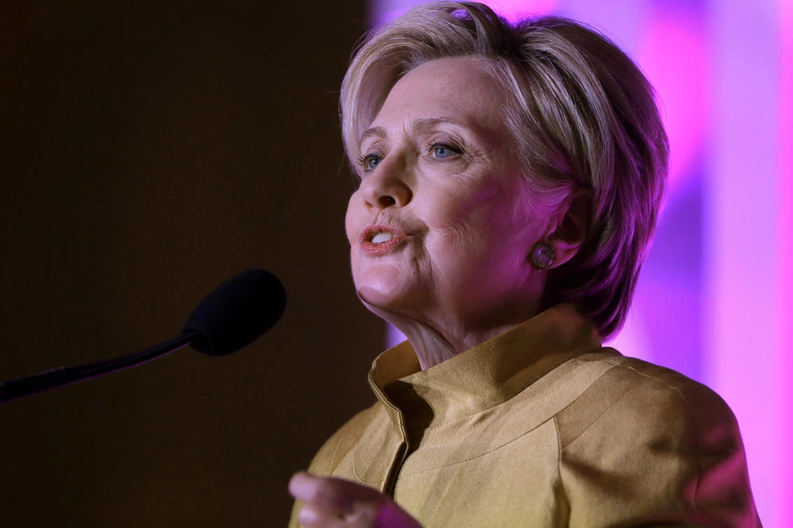 Former Secretary of State Hillary Clinton speaks during a fundraising event for Big Sister Association of Greater Boston, Tuesday, Dec. 5, 2017, in Boston. (AP)