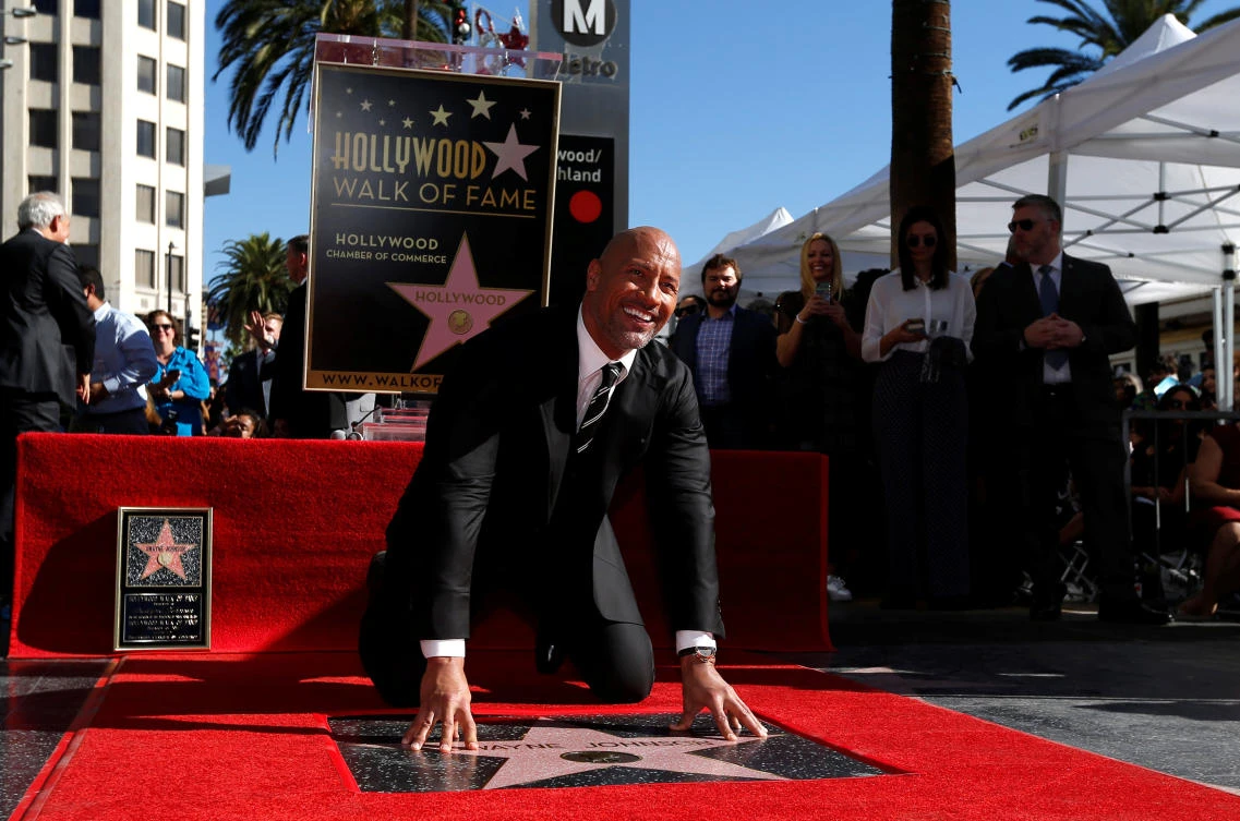 Wrestler-turned-actor Dwayne ‘The Rock’ Johnson receives star on Walk of Fame