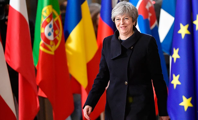 Britain’s Prime Minister Theresa May arrives on the first day of an EU summit in Brussels on Dec. 14. (AFP)