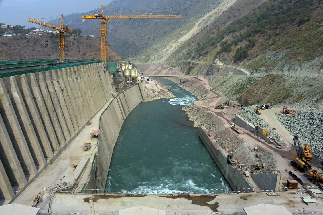 This photograph taken on October 31, 2017, shows a general view of the Neelum-Jhelum Hydropower Project in Nosari, in Pakistan-administered Kashmir’s Neelum Valley. (AFP)