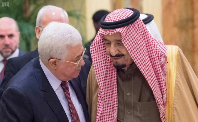 Saudi King Salman (R) and Palestinian President Mahmoud Abbas. (SPA)