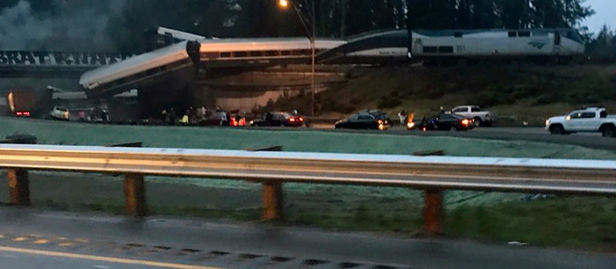 Passenger train derails onto highway in Washington state