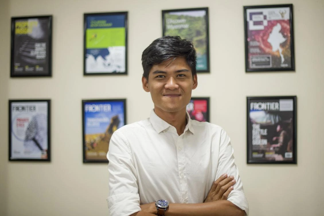 This photo taken on December 18, 2017 shows Myanmar reporter Mratt Kyaw Thu posing at his office in Yangon. Mratt Kyaw Thu, 27, has won the 2017 Agence France-Presse Kate Webb prize for his compelling and sensitive coverage of ethnic strife in his native Myanmar, AFP announced on December 19. (AFP)