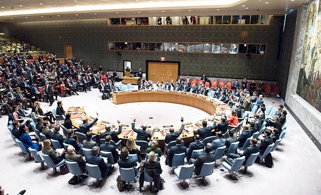 This Dec. 18, 2017 photo, the Security Council votes on a resolution concerning Jerusalem's status at United Nations headquarters. (AP)