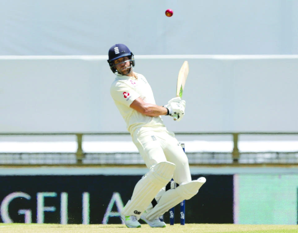 Dawid Malan evades a bouncer during the third Ashes Test in Perth. Short-pitched bowling has been a real feature of Australia’s aggressive approach during the series. (AP)
