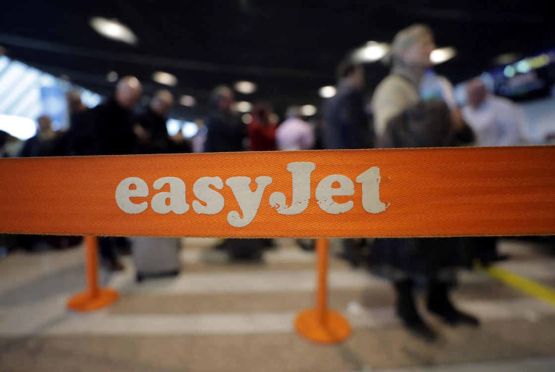 EasyJet passengers line up at Nice Cote d’Azur airport. The carrier has said it has received approaches from other airlines interested in feeder flights from Tegel. (Reuters)