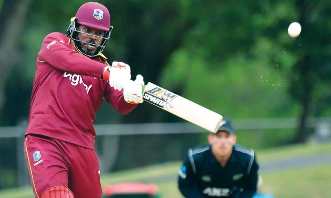 Big-hitter Chris Gayle was out for just four against New Zealand yesterday. (AFP)