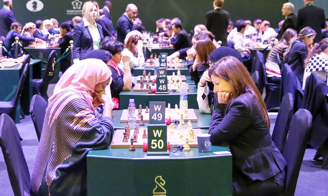 The world chess championship is taking place at the APEX Convention Center in Riyadh. (SPA)