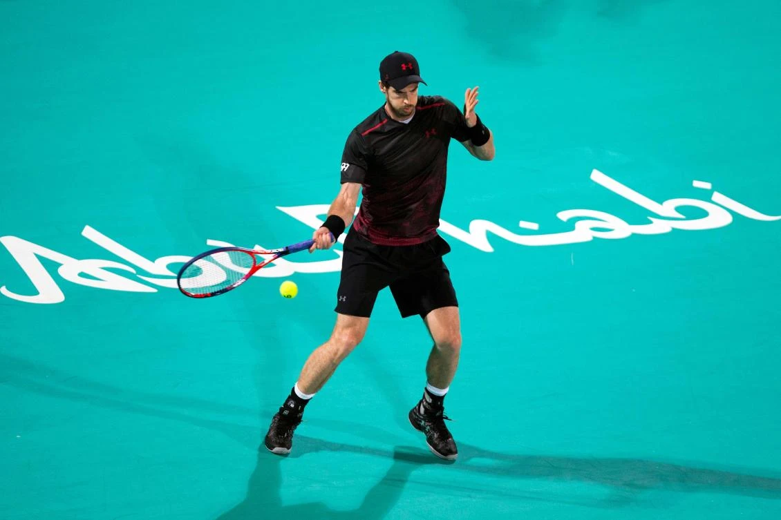 Andy Murray of Great Britain returns the ball during a match against Roberto Bautista Agut of Spain at the Mubadala World Tennis Championship 2017 in Abu Dhabi on Friday, December 29. (AFP)