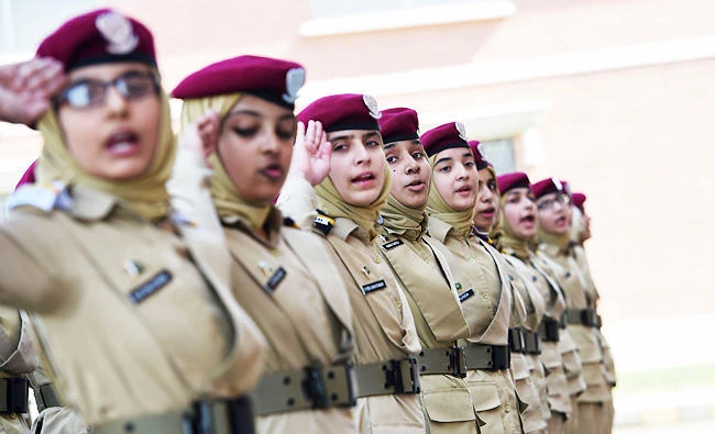 This photo taken on October 25, 2017, Pakistani cadets parade at the Pakistan Army's first Girls' Cadet College in Mardan. (AFP)