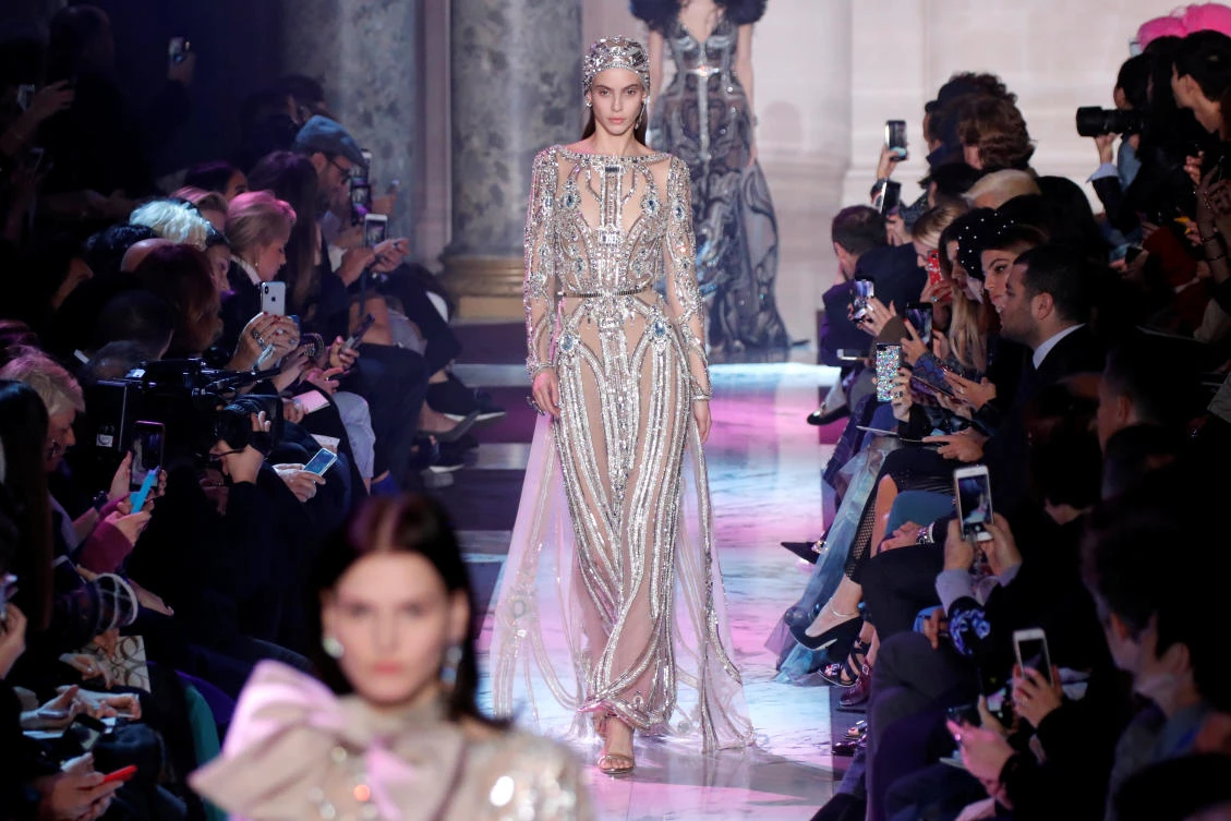 A model presents a creation by designer Elie Saab as part of his Haute Couture Spring-Summer 2018 fashion show in Paris, France, January 24, 2018. REUTERS/Charles Platiau
