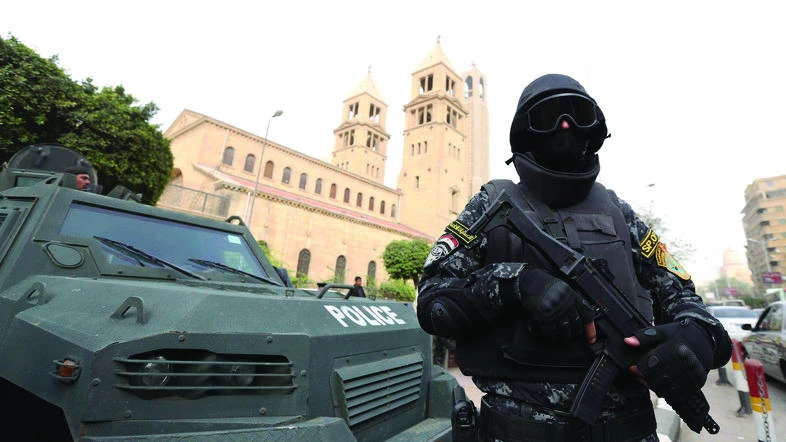 A security officer stands guard outside a Coptic church in Cairo. (File photo/Reuters)