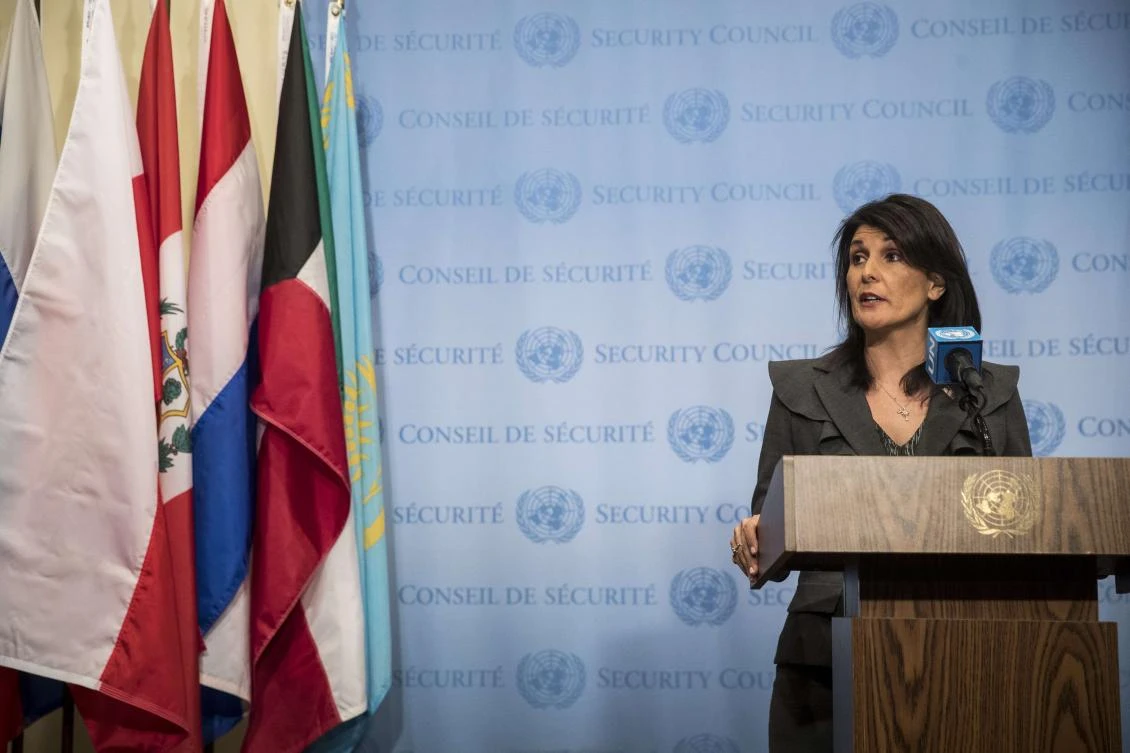 US Ambassador to the United Nations Nikki Haley speaks about protests in Iran (AFP)