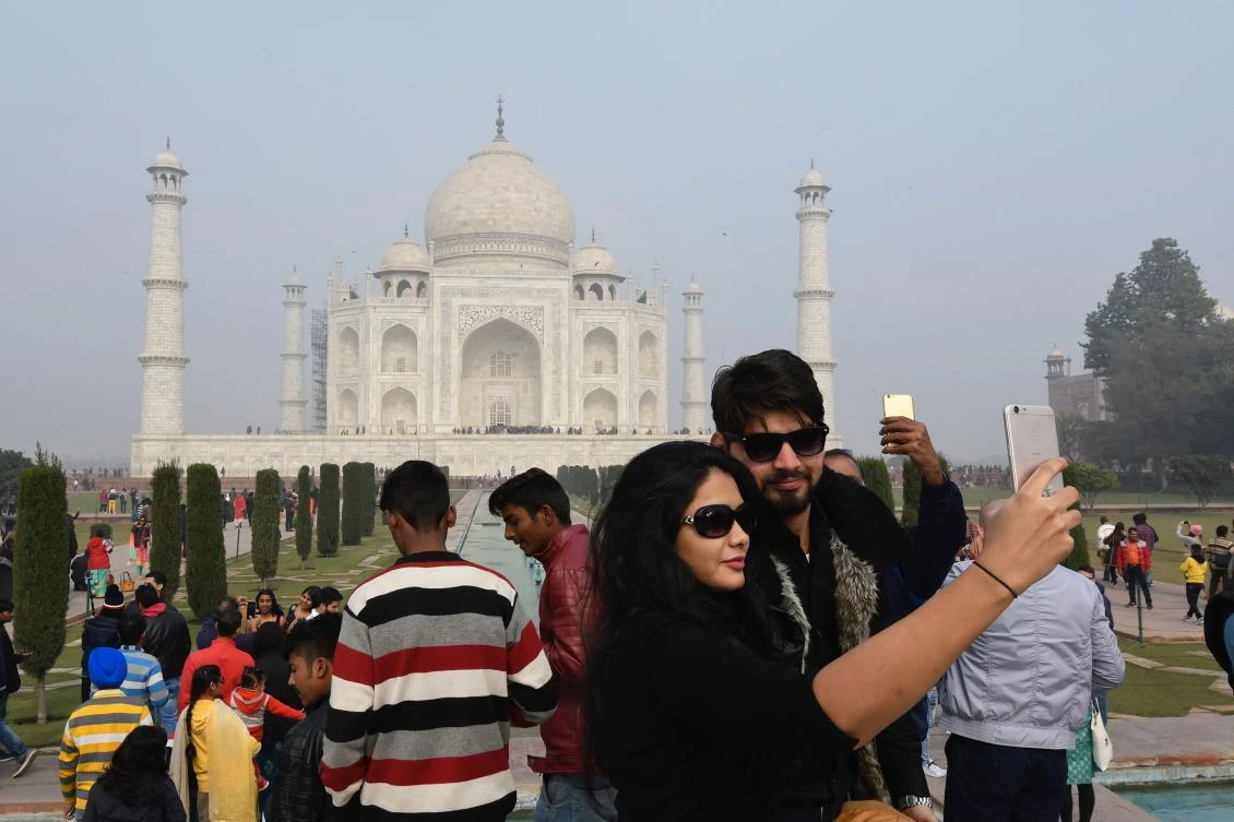 Daily visitors to the Taj Mahal average 10,000-15,000 but can be much higher on weekends, going up to around 70,000. Nearly 6.5 million visited the monument in 2016, according to government figures. (AFP)