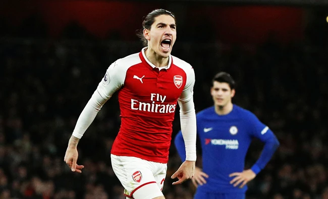 Arsenal's Hector Bellerin after equalizing against London rivals Chelsea. (Action Images via Reuters)