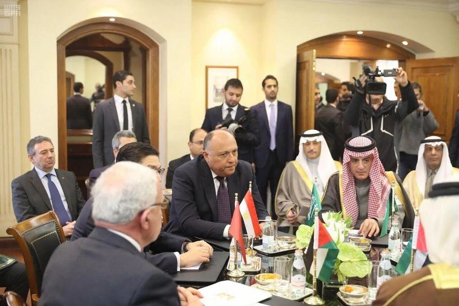Adel Al-Jubeir at the meeting in Amman on Jan. 6, 2018.(SPA)