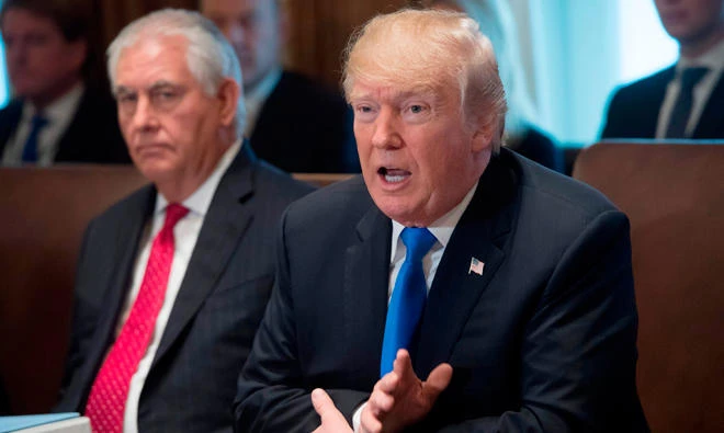 US Secretary of State Rex Tillerson and President Donald Trump. (AFP)
