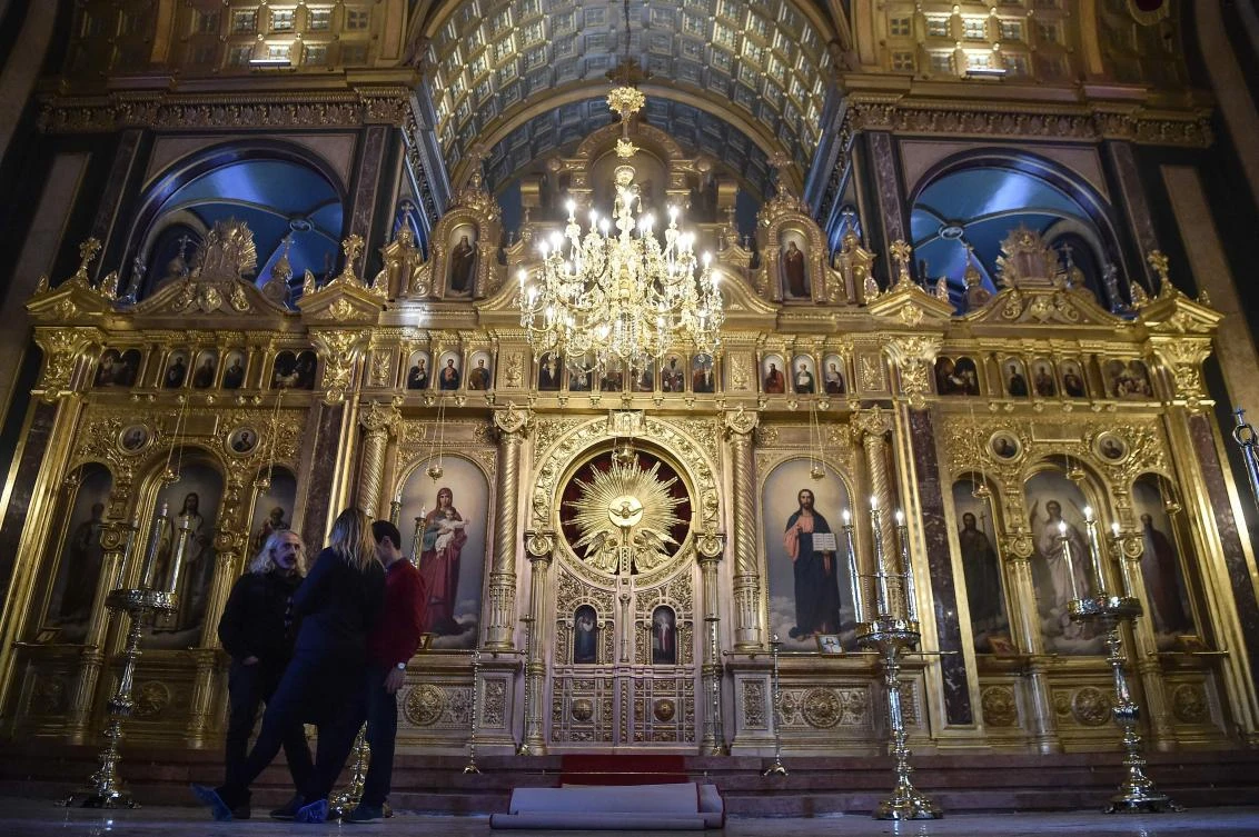 A triptych is pictured inside the Bulgarian St. Stephen’s Church, also known as the ‘Iron Church’, in Istanbul on Jan. 6, 2018. The Bulgarian St. Stephen’s Church will reopen on Jan. 7, 2018 after seven years of extensive restoration work. The church was inaugurated in 1849. (AFP/Ozan Kose)