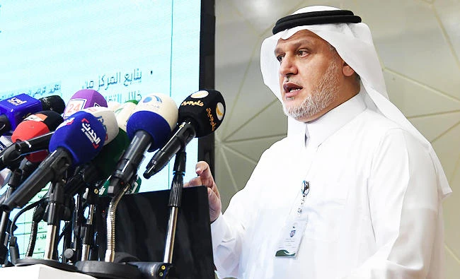 Dr. Samer A. Aljetaily speaks at the press conference in Riyadh on Monday. (AN photo)