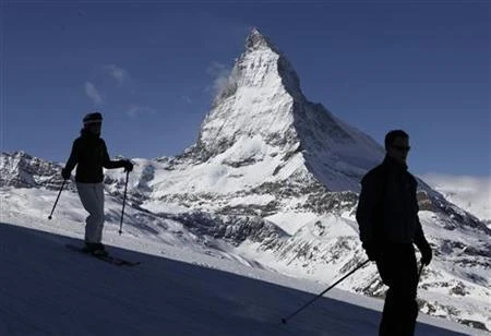 Authorities in Zermatt, Switzerland, near the famed Matterhorn peak have opened a helicopter 'air bridge' to bring down thousands of tourists who have been stranded due to an elevated avalanche risk. (Reuters)