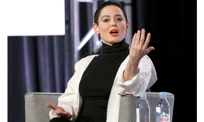 Rose McGowan participates in the 'Citizen Rose' panel during the NBC Universal Television Critics Association Winter Press Tour on Tuesday, in Pasadena, Calif. (AP)