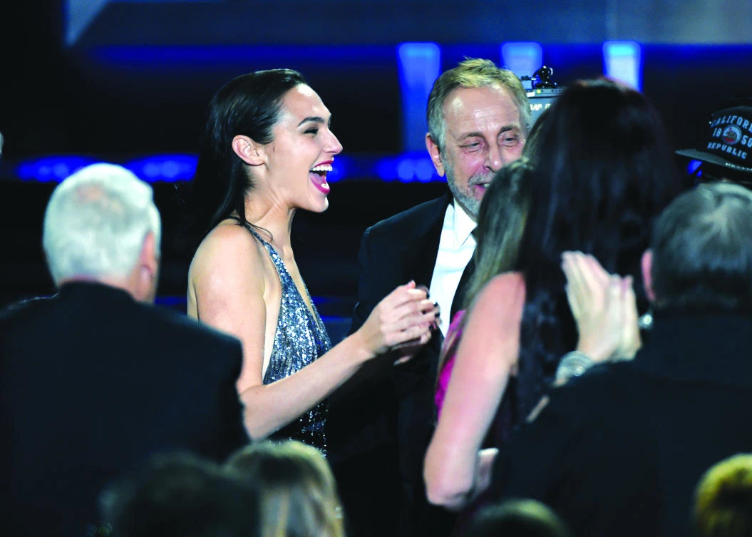 Gal Gadot reacts in the audience as ‘Wonder Woman’ wins for best action movie at the 23rd annual Critics’ Choice Awards at the Barker Hangar on Thursday in Santa Monica. (AP)