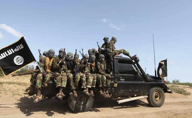 Members of Al-Shabab ride in a pick-up truck in this file photo.(Reuters)