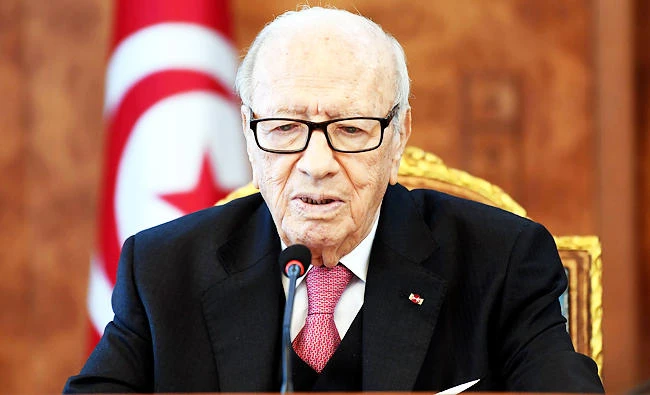 Tunisian President Beji Caid Essebsi attends a meeting with political parties, unions and employers on January 13, 2018 in Tunis, following unrest triggered by austerity measures. (AFP)