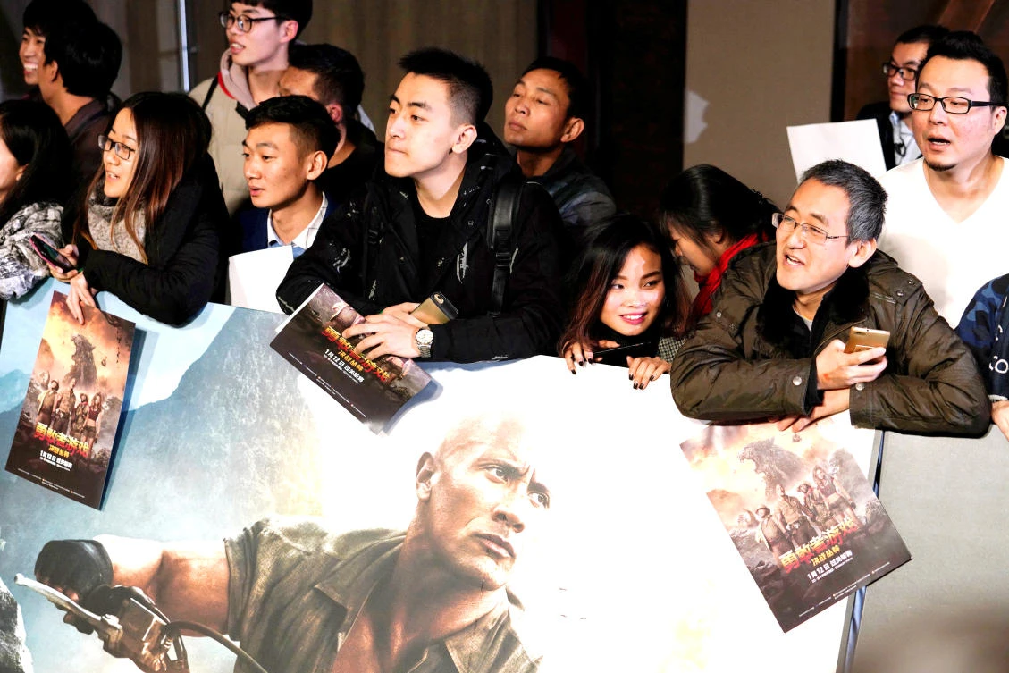 Fans wait for the cast members of ‘Jumanji’ in Beijing. (File photo/Reuters)