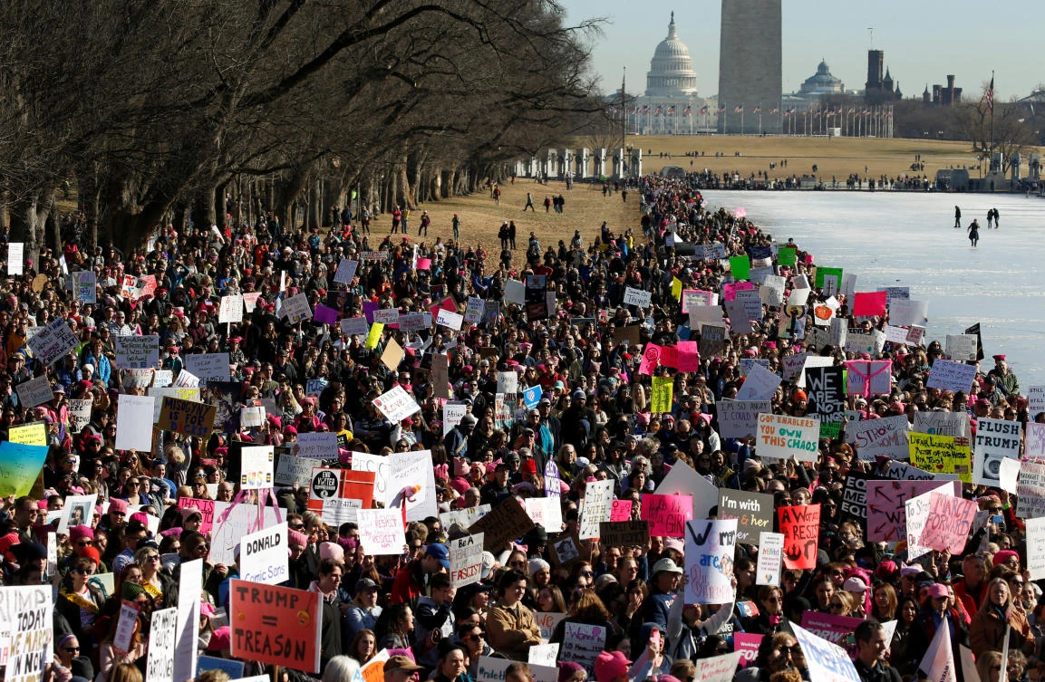 Thousands of people participate in the Second Annual Women’s March in Washington, US January 20, 2018. (Reuters)