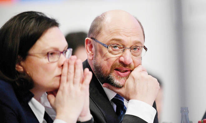 German Social Democrats debate coalition talks with Merkel