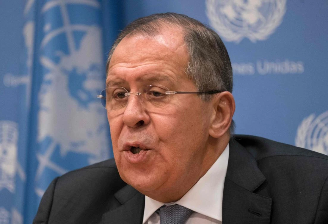 Sergey Lavrov, Minister for Foreign Affairs of Russian speaks to reporters January 19, 2018 at the United Nations in New York. (AFP)