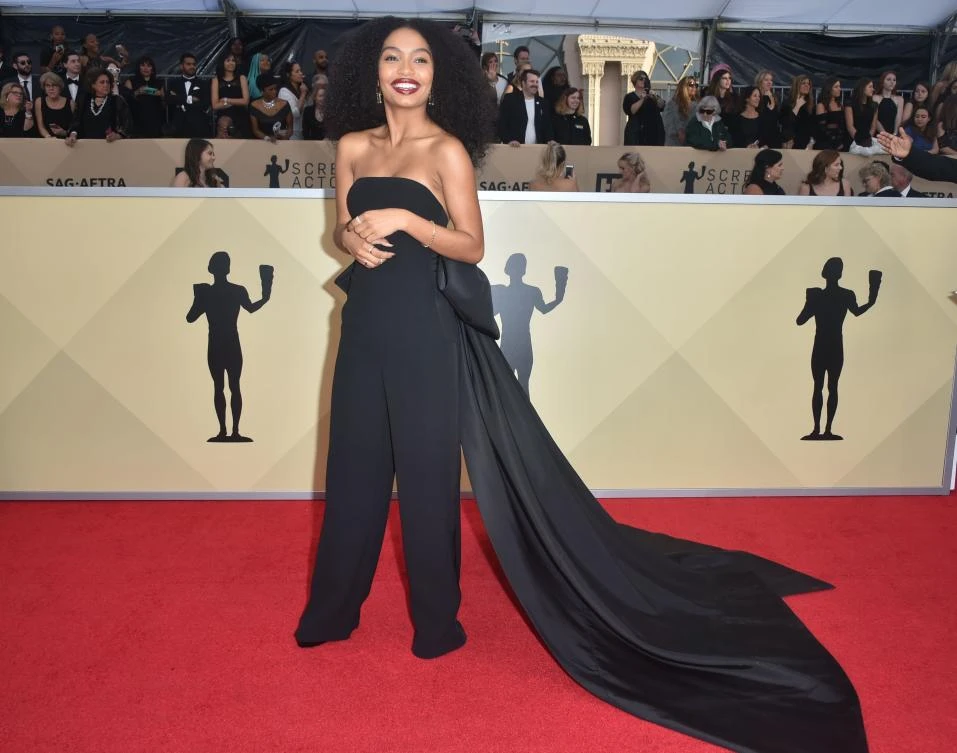 Yara Shahidi arrives for the 24th Annual Screen Actors Guild Awards at the Shrine Exposition Center on January 21, 2018, in Los Angeles, California. (AFP)