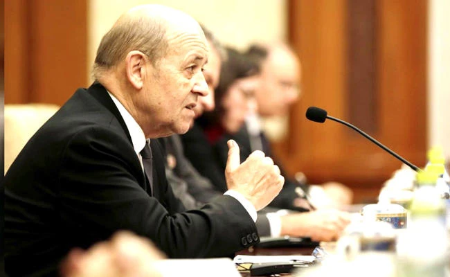 French Foreign Minister Jean-Yves Le Drian speaks during an event in Beijing. (File photo/Reuters)