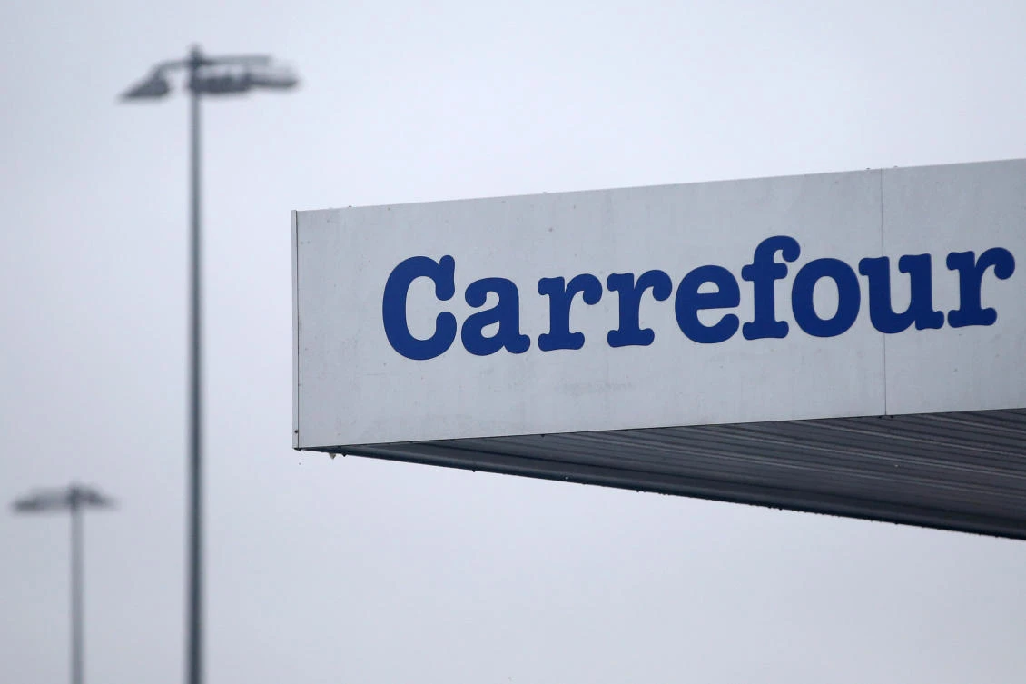 The logo of Carrefour. (Reuters/Stephane Mahe)