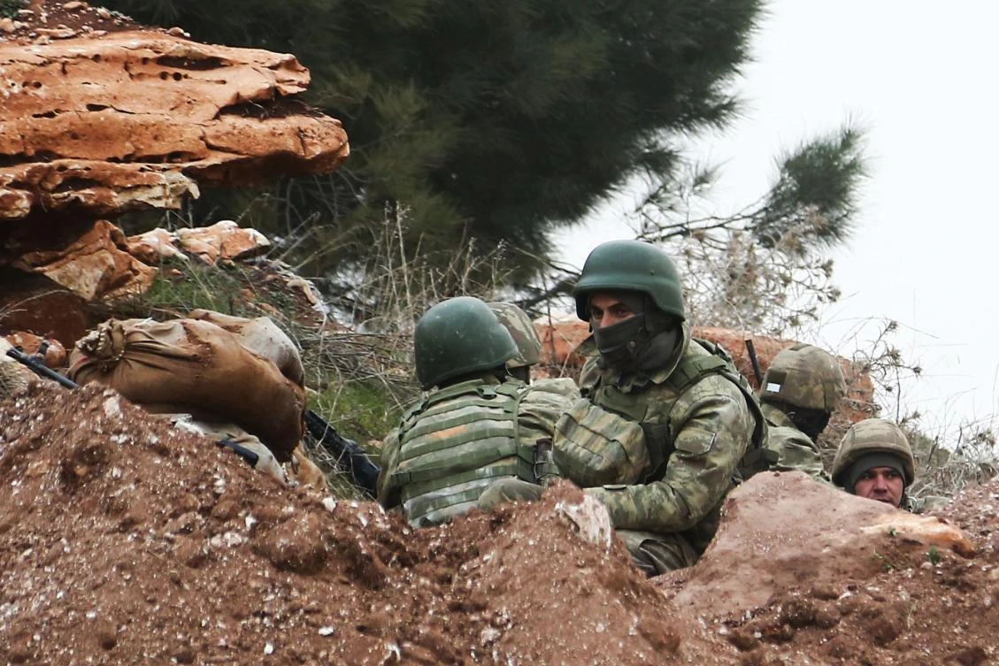 Above, Turkish soldiers at Mount Bersaya north of the Syrian town of Azaz during their operation “Olive Branch” against the Kurdish People's Protection Units militia. Turkey also launched air strikes in northern Iraq against Kurdish militants, which Ankara claimed were planning na attack. (AFP)