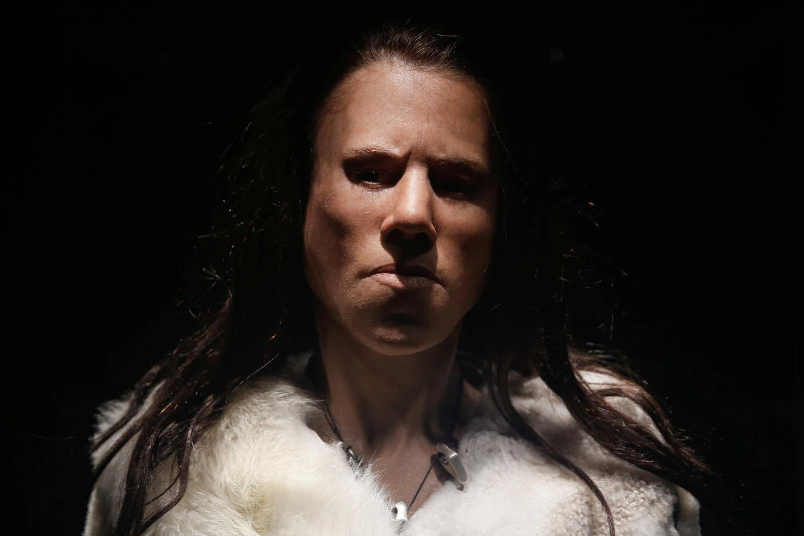 The reconstructed face of ‘Dawn’, a young woman who lived around 7,000 BC in a cave in Greece, is displayed during a presentation at the Acropolis museum in Athens, Greece, January 19, 2018. (Reuters)