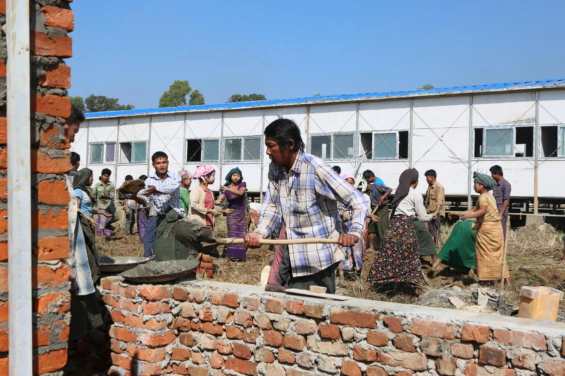 People work inside a camp, outside Maungdaw in the state of Rakhine, which was set up by Myanmar's Social Welfare, Relief and Resettlement Minister to prepare for the repatriation of displaced Rohingyas. (Reuters)