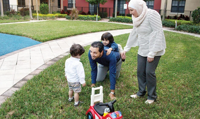 Syrians Mohammed Alala, his wife Dania, and their two US-born children Taim and Amr, are among those who fear being deported if their Temporary Protected Status is not extended. The family lives in Miramar, Florida. (Reuters)