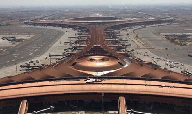 Aerial view of the new King Abdulaziz International Airport.