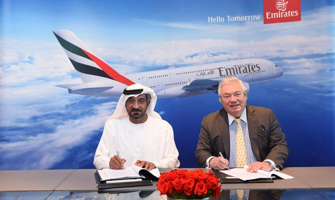 Sheikh Ahmed bin Saeed Al-Maktoum, chairman and chief executive, Emirates Airline and Group, signed the agreement with John Leahy, chief operating officer customers, Airbus Commercial Aircraft at Emirates’ headquarters in Dubai.