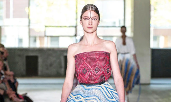 A model walks the ramp in a Karim Adduchi creation. (Via social media)