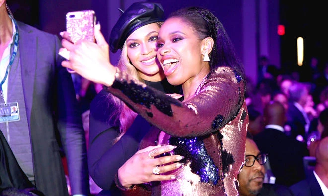 Beyonce and recording artist Jennifer Hudson attend the Clive Davis and Recording Academy Pre-Grammy Gala in New York City. (AFP)