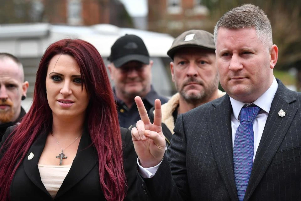 Jayda Fransen is standing trial alongside the leader of the far-right group, Paul Golding. The pair are accused of religiously-aggravated harassment. They deny the charges. (AFP)